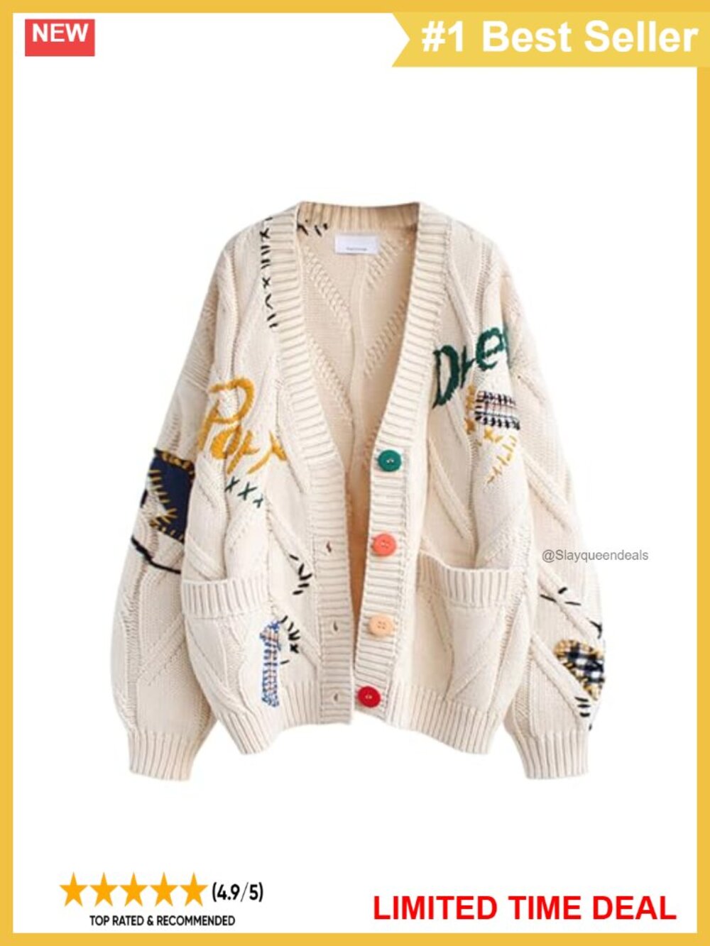 Wool Blend Open Front Cardigan V-Neck Cable Knit Button Down Sweater Coat